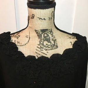 Black Long sleeve 1X cotton blouse